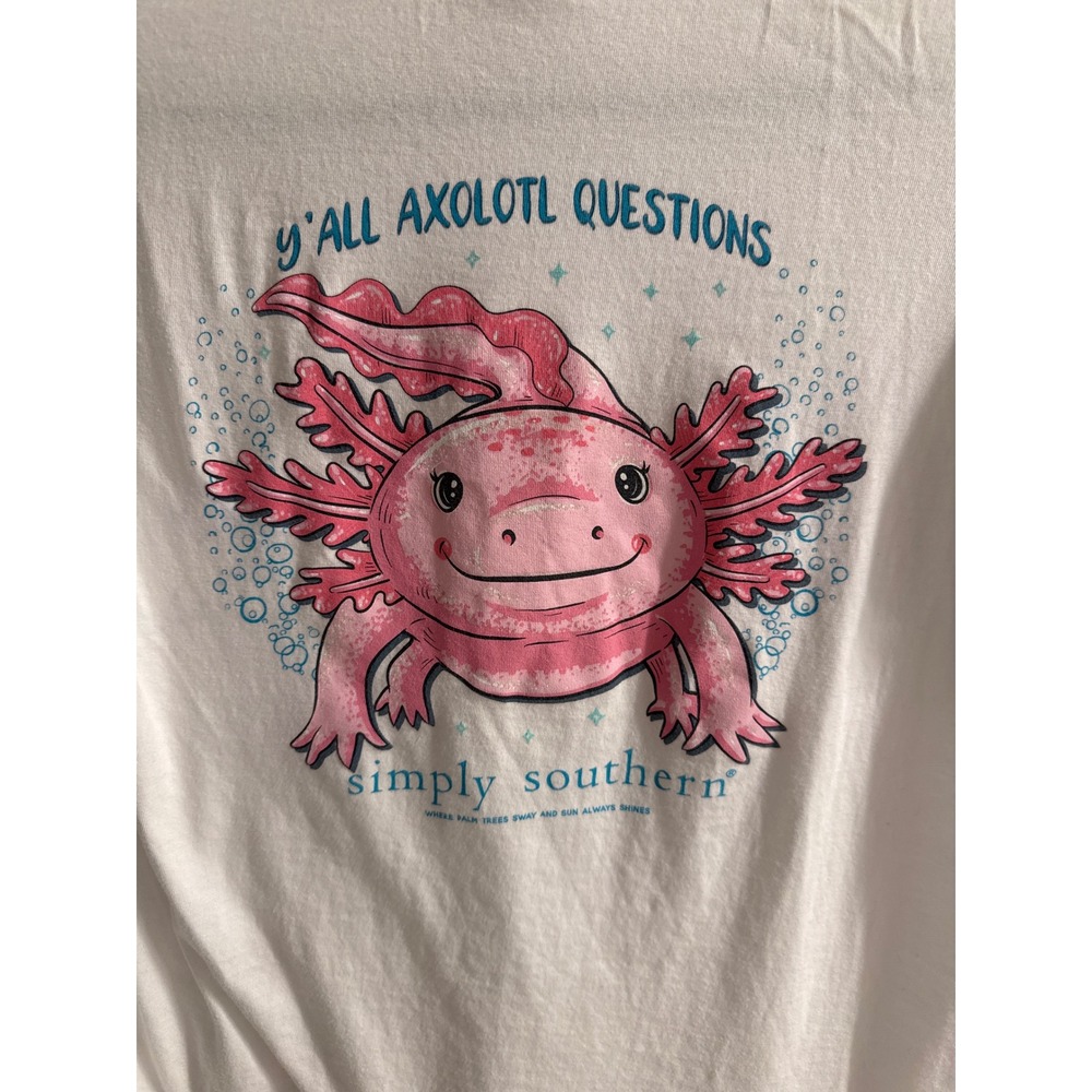 Simply Southern Kids White Axolotl Pun Graphic T-Shirt YM Y'all Axolotl Quest